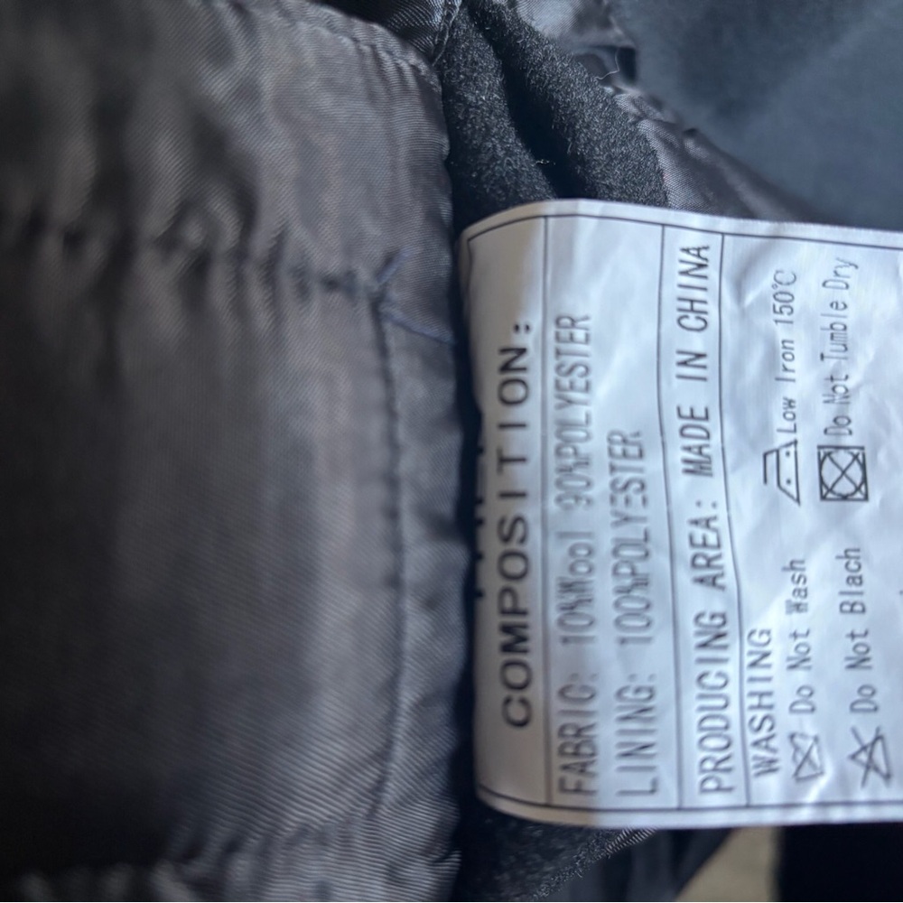 Men's Black Double-Breasted Coat - Picture 5 of 6